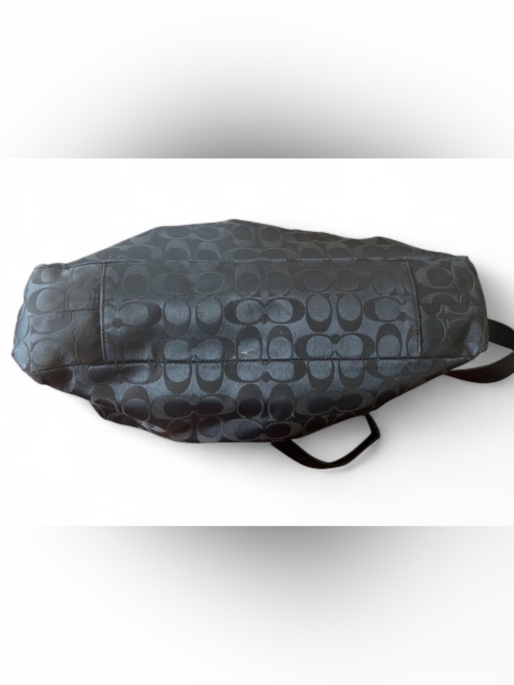Coach Ashley Signature Black Sateen and Leather Satchel with Silver Hardware - Picture 8 of 11